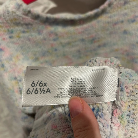 Carters Plush multi color knit sweater  girls sz 6 - Picture 4 of 5